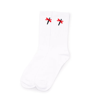 White Dragonfly crew socks