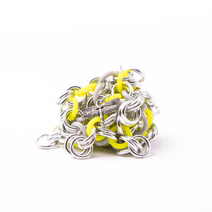 Chainmail Footbag - Silver / Neon Green
