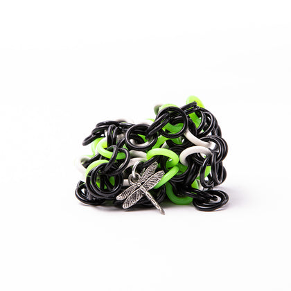 Chainmail Footbag - Black / White / Green