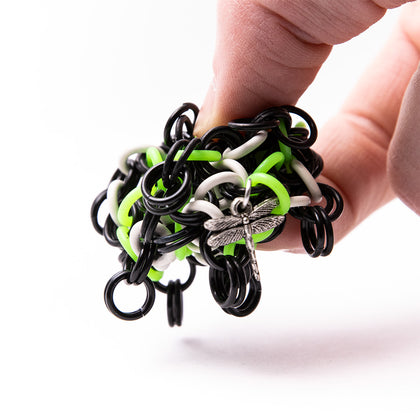 Chainmail Footbag - Black / White / Green