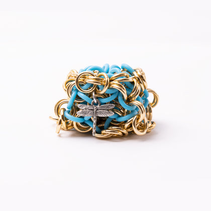 Chainmail Footbag - Gold / Light Blue